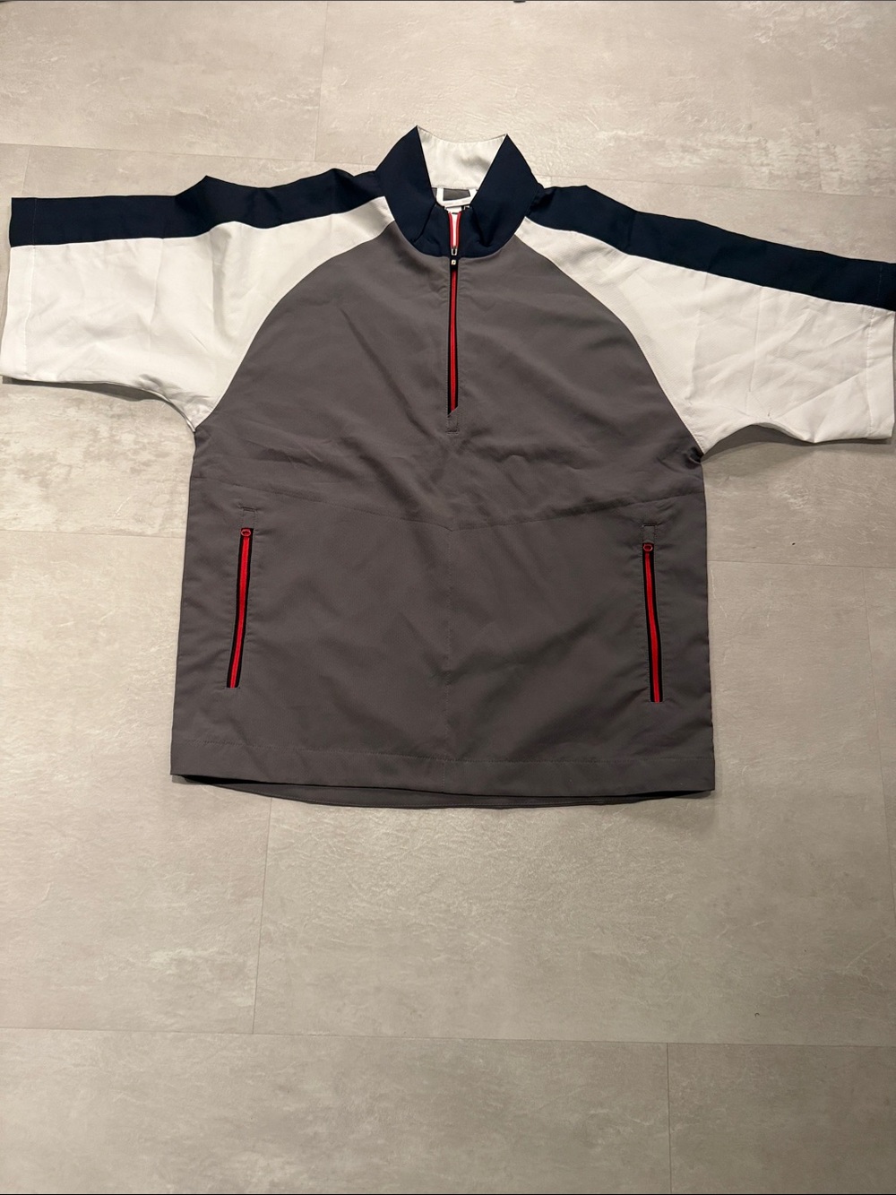 FootJoy FJ Golf Half Zip Windshirt Pullover Gray White Navy Men’s Small
